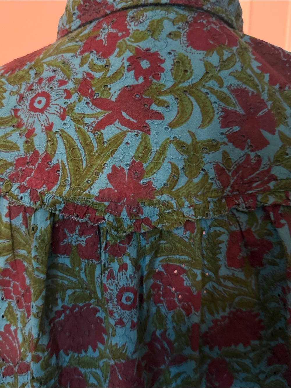 Sundance Teal and Plum eyelet Floral Button-Down Shirt - Picture 10 of 10